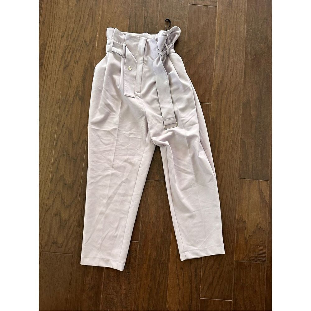 Topshop Lavendar Paper Bag Waist Crop Trousers